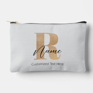 Modern Monogrammed Initial R & Name Personalized Accessory Pouch
