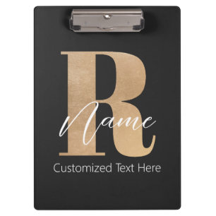 Modern Monogrammed Initial R & Name Personalized Clipboard