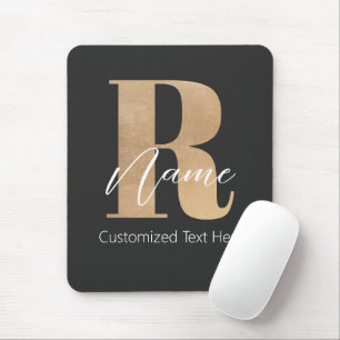 Modern Monogrammed Initial R & Name Personalized Mouse Pad