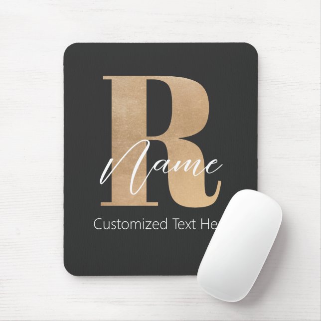 Modern Monogrammed Initial R & Name Personalized Mouse Pad (With Mouse)