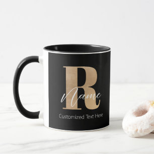 Modern Monogrammed Initial R & Name Personalized Mug