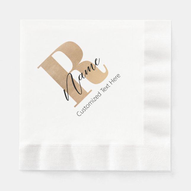 Modern Monogrammed Initial R & Name Personalized Napkin (Front)