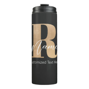 Modern Monogrammed Initial R & Name Personalized Thermal Tumbler
