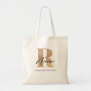 Modern Monogrammed Initial R & Name Personalized Tote Bag