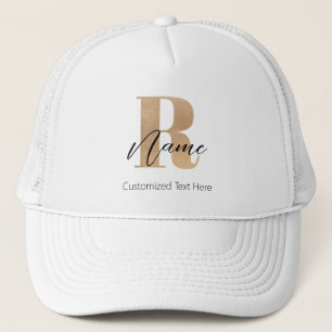 Modern Monogrammed Initial R & Name Personalized Trucker Hat