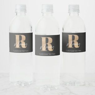 Modern Monogrammed Initial R & Name Personalized Water Bottle Label