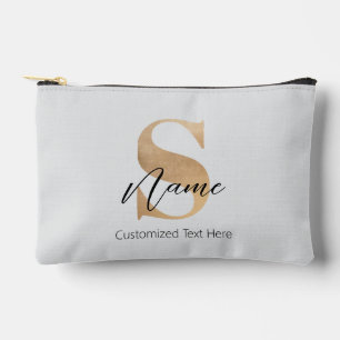 Modern Monogrammed Initial S & Name Personalized Accessory Pouch