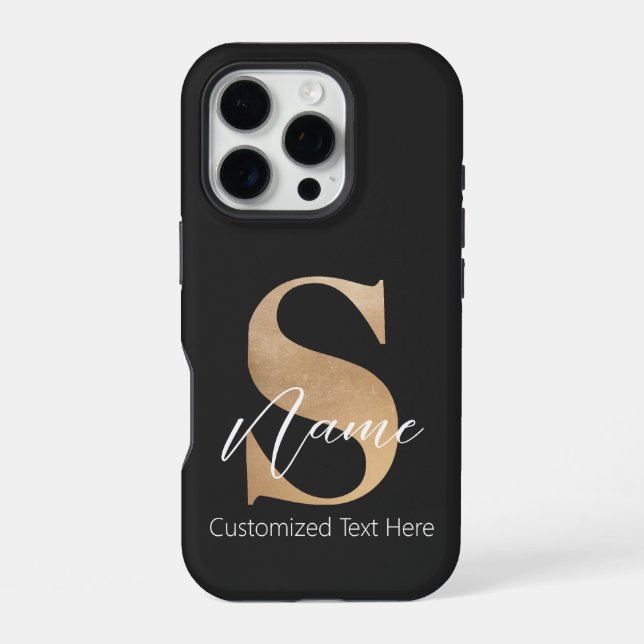 Modern Monogrammed Initial S & Name Personalized iPhone Case (Back)
