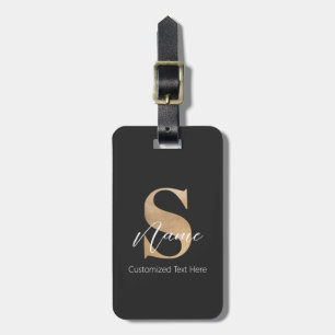 Modern Monogrammed Initial S & Name Personalized Luggage Tag