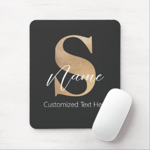 Modern Monogrammed Initial S & Name Personalized Mouse Pad