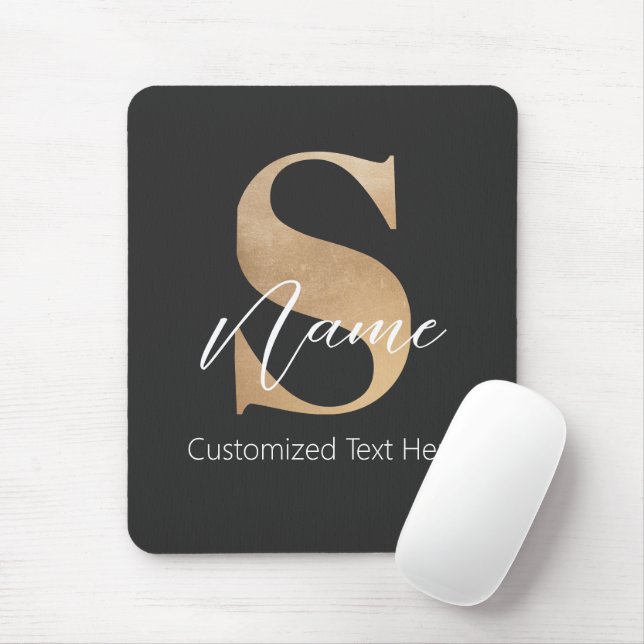 Modern Monogrammed Initial S & Name Personalized Mouse Pad (With Mouse)
