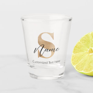 Modern Monogrammed Initial S & Name Personalized Shot Glass