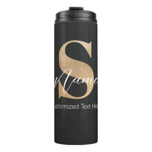 Modern Monogrammed Initial S & Name Personalized Thermal Tumbler