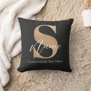 Modern Monogrammed Initial S & Name Personalized Throw Pillow
