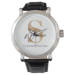 Modern Monogrammed Initial S & Name Personalized Watch