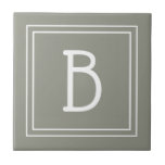 Modern Monogrammed Initial Sage Green White Simple Tile<br><div class="desc">Modern & Stylish personalized monogram added to decorative chic simple updated design in trendy sage green and white. Great gift idea! Easily customize with design tool to make it your own! Contact me at beachpausedesigns@gmail.com if you need help or have questions with this or any of our designs. Other design...</div>