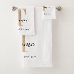 Modern Monogrammed Initial T & Name Personalized Bath Towel Set