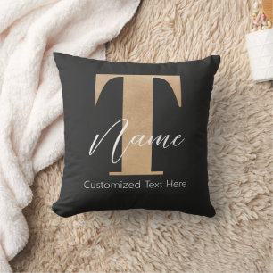 Modern Monogrammed Initial T & Name Personalized Throw Pillow