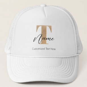 Modern Monogrammed Initial T & Name Personalized Trucker Hat