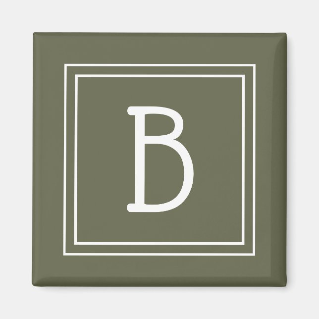 Modern Monogrammed Initial Template Rustic Green  Magnet (Front)