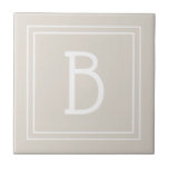 Modern Monogrammed Initial Template Tan Brown  Tile<br><div class="desc">Design features a modern, stylish personalized monogrammed initial in a chic minimalist simple double frame in tan and white. Easily customize with easy to use template to make it your own! Contact me at beachpausedesigns@gmail.com if you need help or have questions with this or any of our designs. Other design...</div>