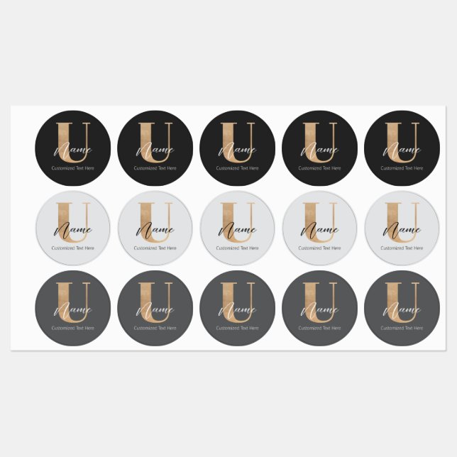 Modern Monogrammed Initial U & Name Personalized (Sheet)