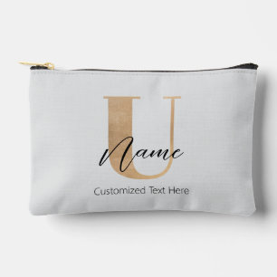 Modern Monogrammed Initial U & Name Personalized Accessory Pouch