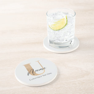 Modern Monogrammed Initial U & Name Personalized Coaster
