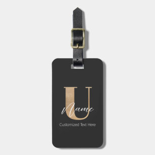 Modern Monogrammed Initial U & Name Personalized Luggage Tag