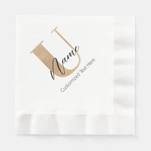 Modern Monogrammed Initial U & Name Personalized Napkin