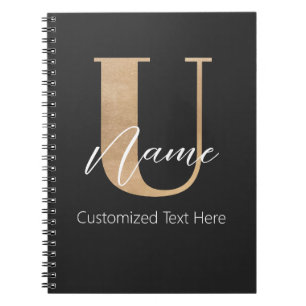 Modern Monogrammed Initial U & Name Personalized Notebook