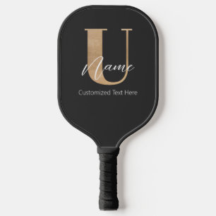 Modern Monogrammed Initial U & Name Personalized Pickleball Paddle