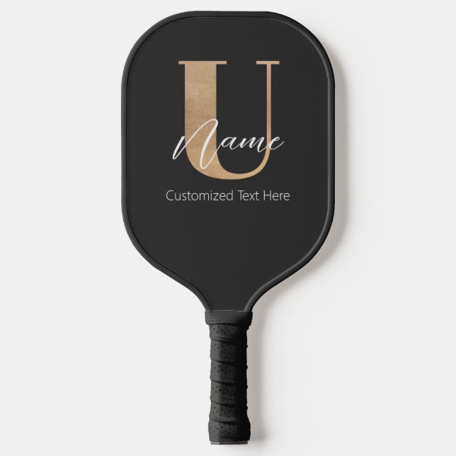 Modern Monogrammed Initial U & Name Personalized Pickleball Paddle (Front)
