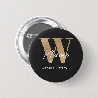 Modern Monogrammed Initial W & Name Personalized 2 Inch Round Button