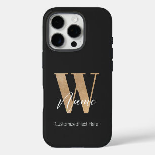 Modern Monogrammed Initial W & Name Personalized iPhone 16 Pro Case