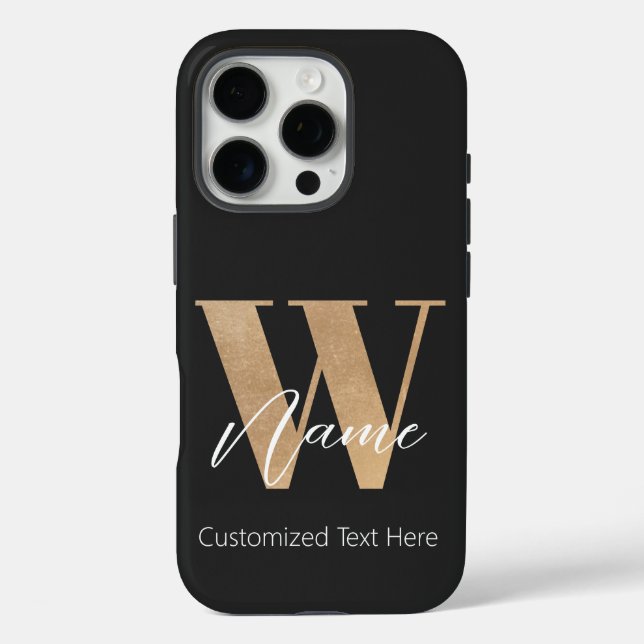 Modern Monogrammed Initial W & Name Personalized Case-Mate iPhone Case (Back)