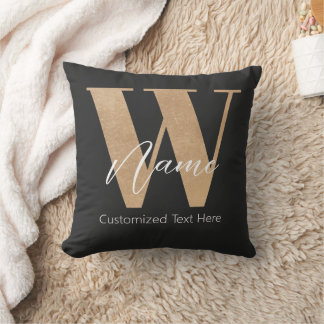 Modern Monogrammed Initial W & Name Personalized Throw Pillow