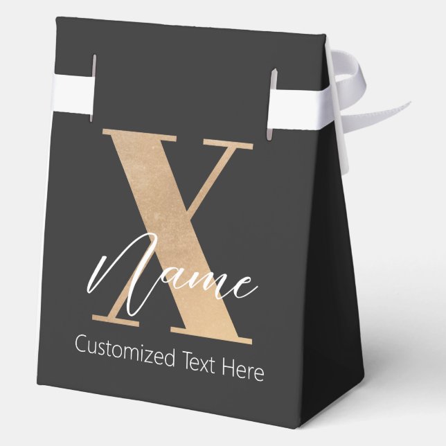 Modern Monogrammed Initial X & Name Personalized Favor Box (Back)