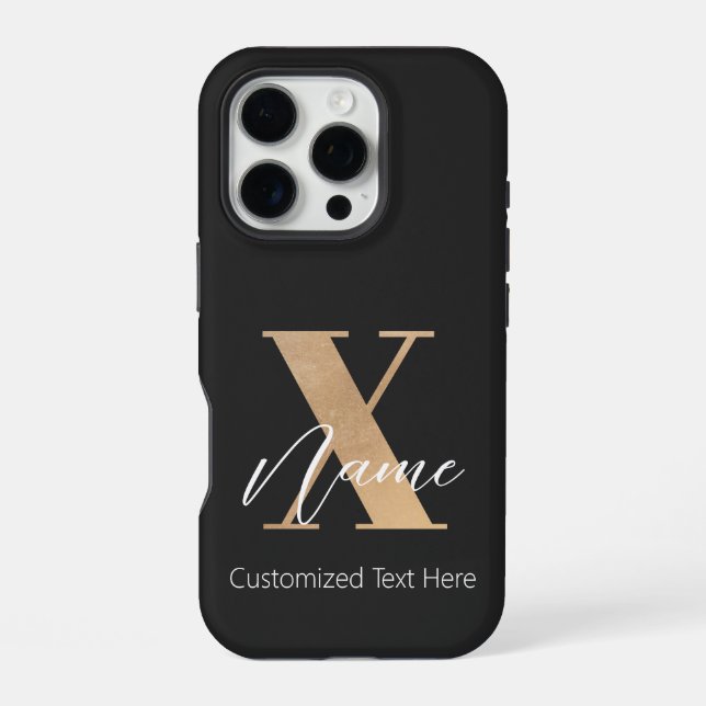 Modern Monogrammed Initial X & Name Personalized iPhone Case (Back)
