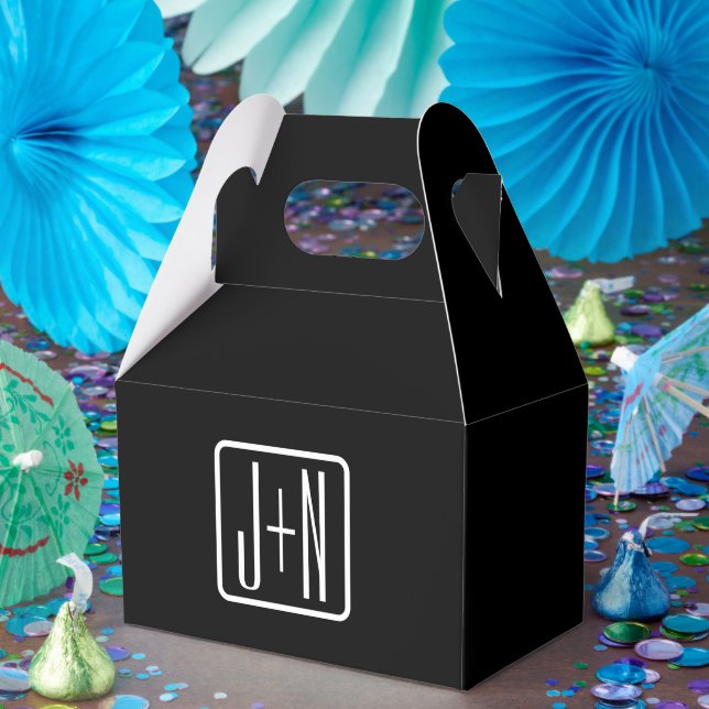 Modern Monogrammed Initials | Black & White Favor Box (Party)