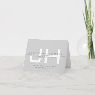 Modern Monogrammed Initials (or other text) Grey Card