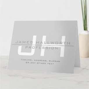 Modern Monogrammed Initials (or other text) Grey Card
