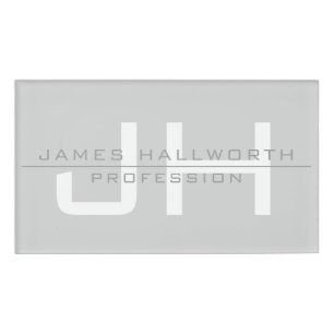 Modern Monogrammed Initials (or other text) Grey Name Tag