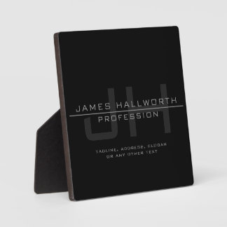 Modern Monogrammed Initials (or other text) Grey Plaque