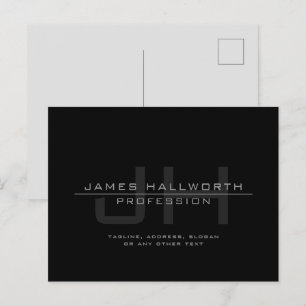 Modern Monogrammed Initials (or other text) Grey Postcard