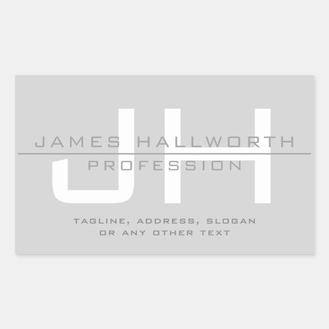 Modern Monogrammed Initials (or other text) Grey Sticker (Front)
