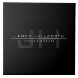 Modern Monogrammed Initials (or other text) Grey Tile