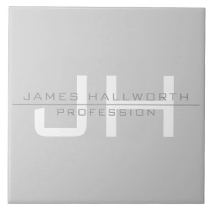 Modern Monogrammed Initials (or other text) Grey Tile