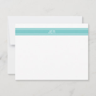 Modern Monogrammed Initials Simple Classic Aqua Card