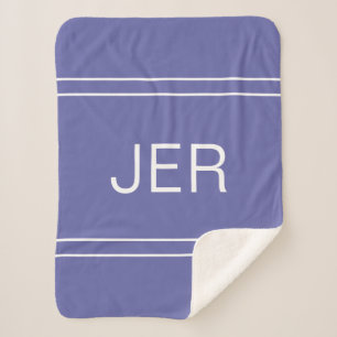 Modern Monogrammed Initials Trendy Peri Blue Cute Sherpa Blanket